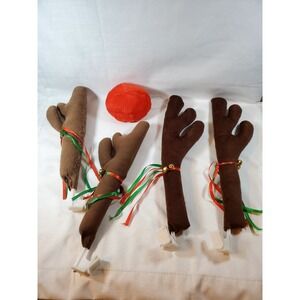 Plush Rudolph The Reindeer Antler Car Decorations ● 4 Antlers ● 1‎ Red Nose